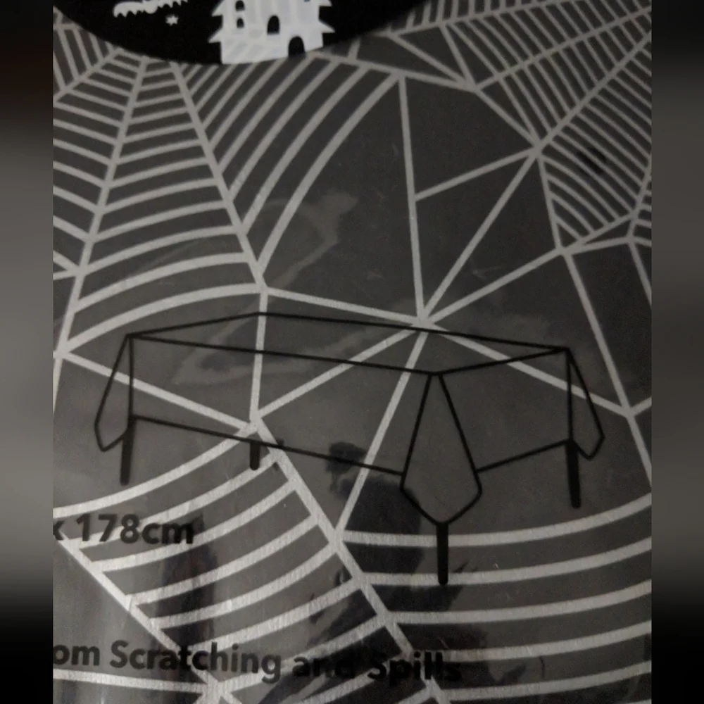Halloween Spooky Tablecloth Spiderwebs Black Gray Party Supplies